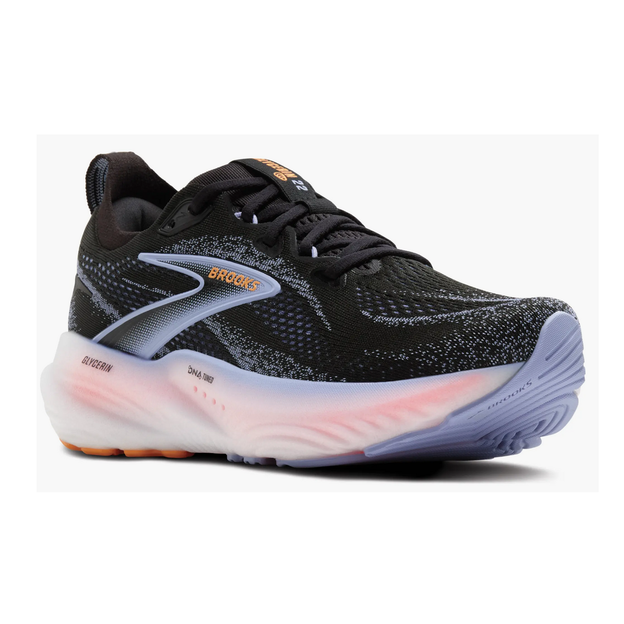 Brooks Glycerin 22 Running Shoe (Women) - Black/Blue Heron/Orange Athletic - Running - Neutral - The Heel Shoe Fitters