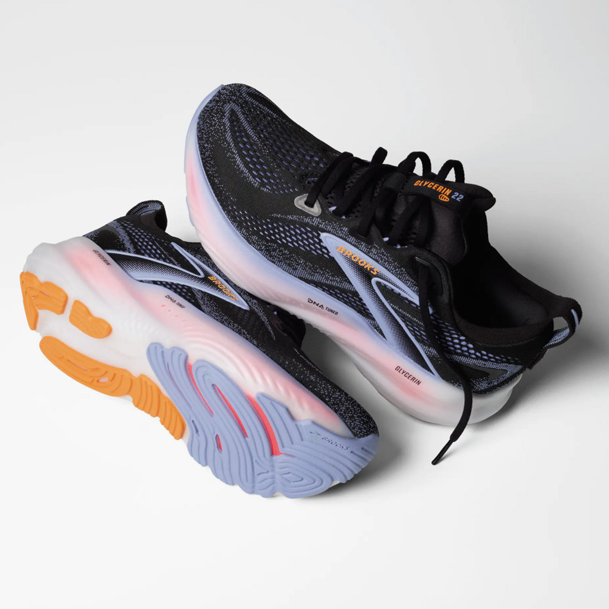 Brooks Glycerin 22 Running Shoe (Women) - Black/Blue Heron/Orange Athletic - Running - Neutral - The Heel Shoe Fitters