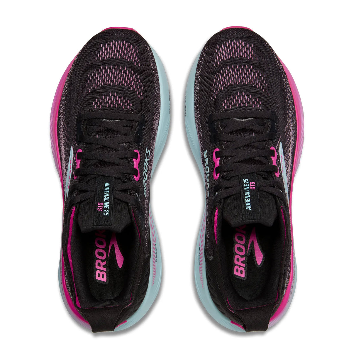 Brooks Adrenaline GTS 25 Running Shoe (Women) - Black/Cyber Pink/Iced Aqua Athletic - Running - Stability - The Heel Shoe Fitters