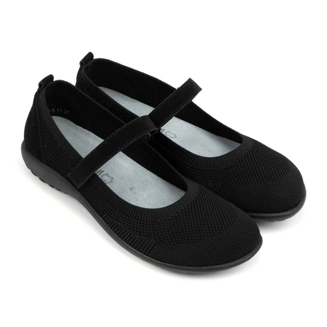 Naot Taranaki Mary Jane (Women) - Black Knit Dress-Casual - Flat - The Heel Shoe Fitters