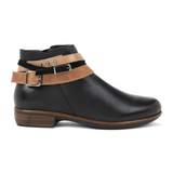 Naot Sumatra Ankle Boot (Women) - Jet Black Leather/Brown Straps Boots - Casual - Low - The Heel Shoe Fitters