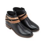 Naot Sumatra Ankle Boot (Women) - Jet Black Leather/Brown Straps Boots - Casual - Low - The Heel Shoe Fitters