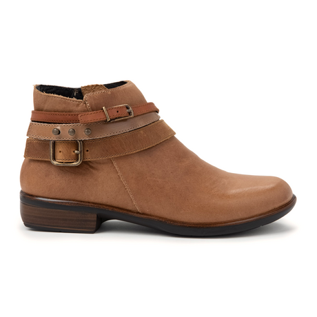 Naot Sumatra Ankle Boot (Women) - Latte Brown Leather/Acorn Straps Boots - Casual - Low - The Heel Shoe Fitters