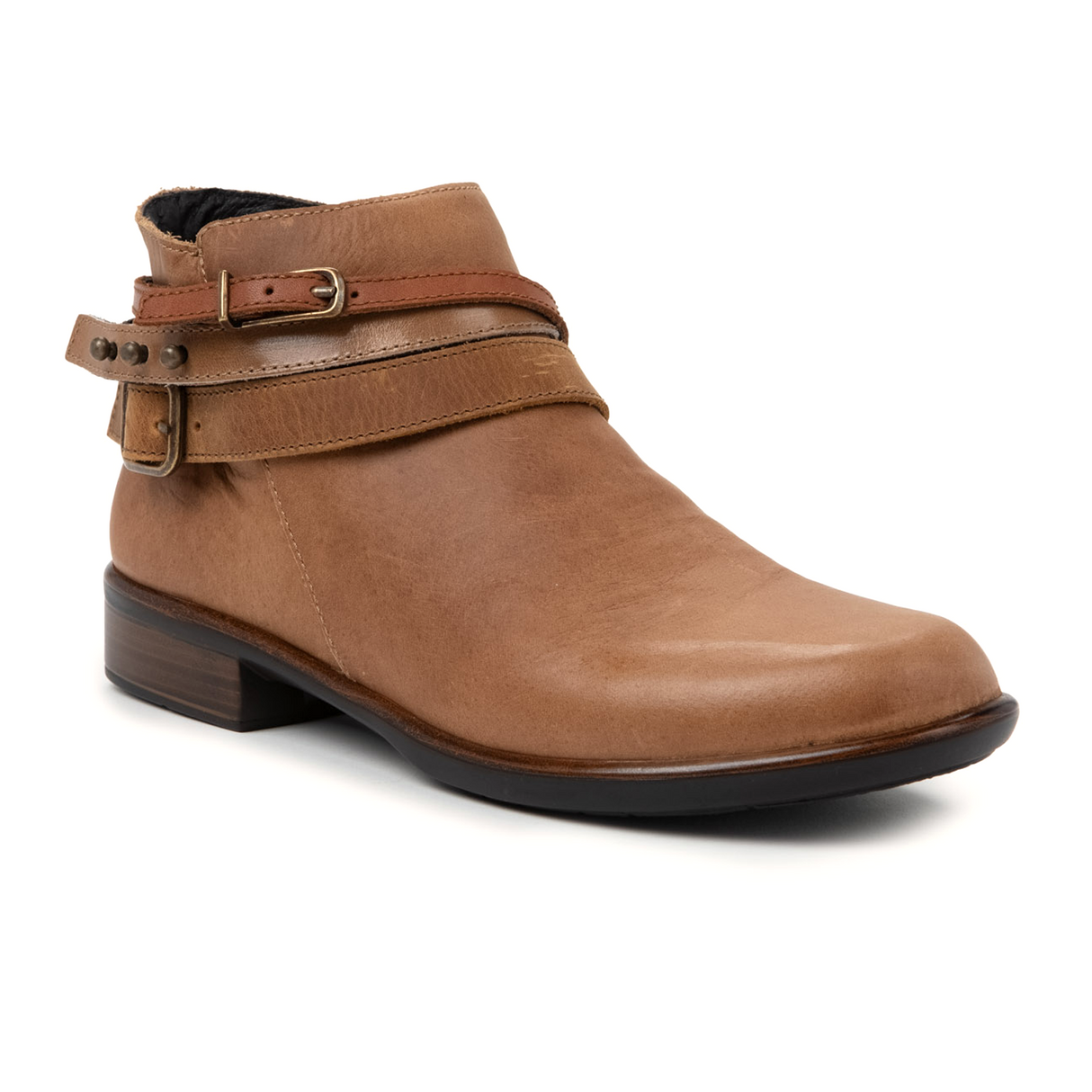 Naot Sumatra Ankle Boot (Women) - Latte Brown Leather/Acorn Straps Boots - Casual - Low - The Heel Shoe Fitters