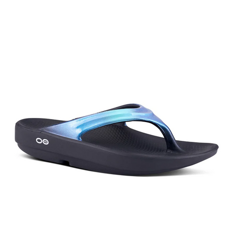 Oofos OOlala Luxe Sandal (Women) - Black/Atlantis Sandals - Thong - The Heel Shoe Fitters