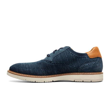 Florsheim Vibe Knit Plain Toe Oxford (Men) - Navy Knit/Nubuck with White Sole Dress-Casual - Oxfords - The Heel Shoe Fitters