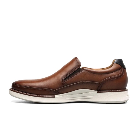 Florsheim Launch Moc Toe Slip On (Men) - Cognac/Navy Smooths/White Sole Dress-Casual - Slip On - The Heel Shoe Fitters