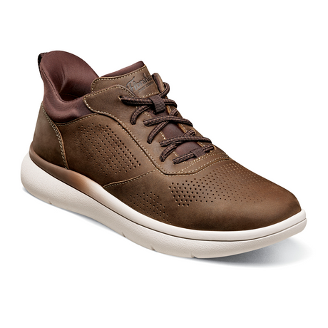 Florsheim Fleet Perf Toe Elastic Lace Sneaker (Men) - Brown Dress-Casual - Slip On - The Heel Shoe Fitters