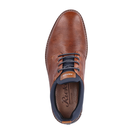 Rieker Dustin 14450-22 Lace Up (Men) - Nut/Blue Dress-Casual - Oxford - The Heel Shoe Fitters