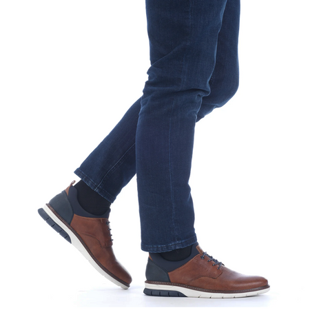 Rieker Dustin 14450-22 Lace Up (Men) - Nut/Blue Dress-Casual - Oxford - The Heel Shoe Fitters