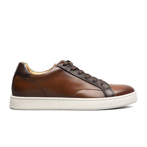 Florsheim Monopoli Lace To Toe Sneaker (Men) - Cognac/Brown Smooth with White Sole Athletic - Casual - Lace Up - The Heel Shoe Fitters