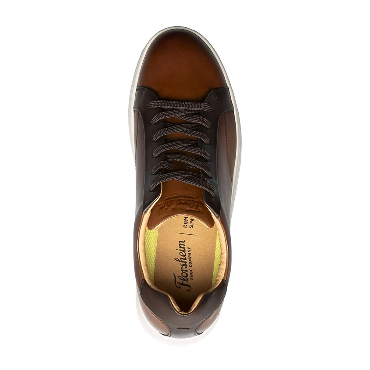Florsheim Monopoli Lace To Toe Sneaker (Men) - Cognac/Brown Smooth with White Sole Athletic - Casual - Lace Up - The Heel Shoe Fitters