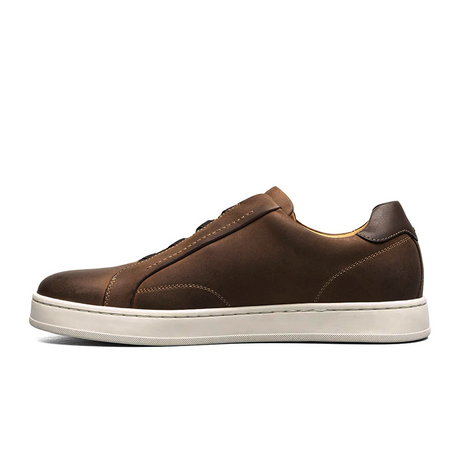 Florsheim Monopoli Elastic Lace To Toe Sneaker (Men) - Brown Crazy Horse/Cognac Smooth with White Sole Athletic - Casual - Lace Up - The Heel Shoe Fitters