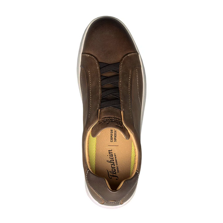 Florsheim Monopoli Elastic Lace To Toe Sneaker (Men) - Brown Crazy Horse/Cognac Smooth with White Sole Athletic - Casual - Lace Up - The Heel Shoe Fitters