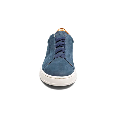 Florsheim Monopoli Elastic Lace To Toe Sneaker (Men) - Navy Nubuck/Cognac Smooth w/White Sole Athletic - Casual - Lace Up - The Heel Shoe Fitters