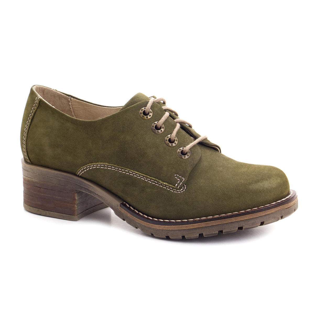 Dromedaris Kaley Heeled Lace Up (Women) - Olive Dress-Casual - Heels - The Heel Shoe Fitters