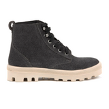 Naot Canoe Lace Up Boot (Women) - Black Embossed Suede