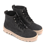 Naot Canoe Lace Up Boot (Women) - Black Embossed Suede