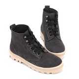 Naot Canoe Lace Up Boot (Women) - Black Embossed Suede