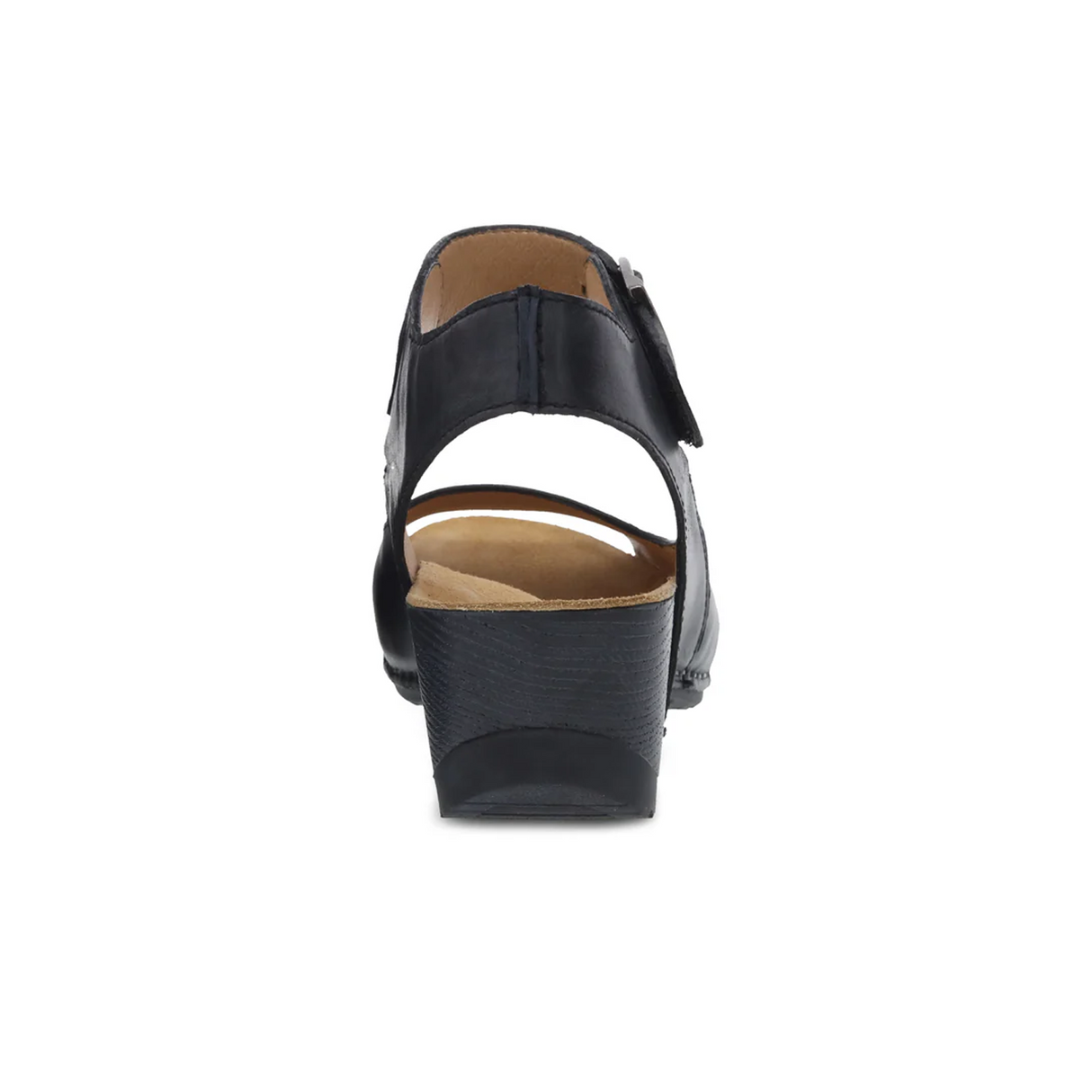 Dansko Tiana Wedge Sandal (Women) - Black Burnished Calf Sandals - Backstrap - The Heel Shoe Fitters