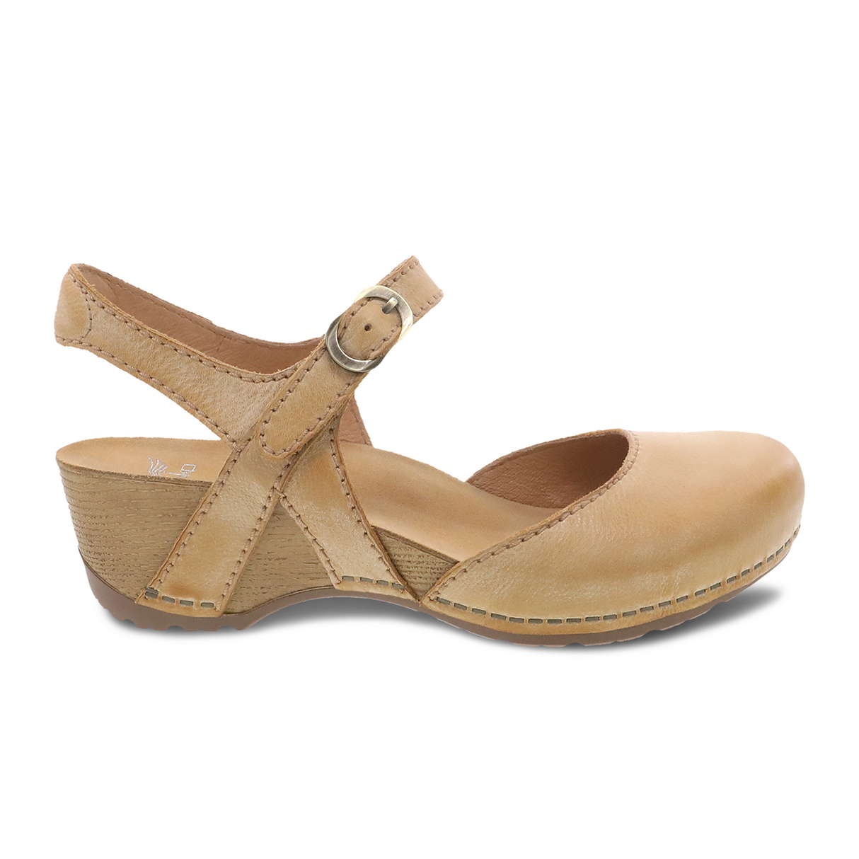 Dansko Tiffani Sandal (Women) - Tan Milled Burnished Sandals - Heel/Wedge - The Heel Shoe Fitters