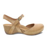 Dansko Tiffani Wedge Sandal (Women) - Tan Milled Burnished Sandals - Heel/Wedge - The Heel Shoe Fitters