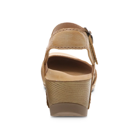 Dansko Tiffani Wedge Sandal (Women) - Tan Milled Burnished Sandal - Heel/Wedge - The Heel Shoe Fitters