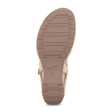 Dansko Tiffani Wedge Sandal (Women) - Tan Milled Burnished Sandal - Heel/Wedge - The Heel Shoe Fitters