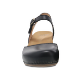 Dansko Tiffani Wedge Sandal (Women) - Black Milled Burnished Sandal - Heel/Wedge - The Heel Shoe Fitters