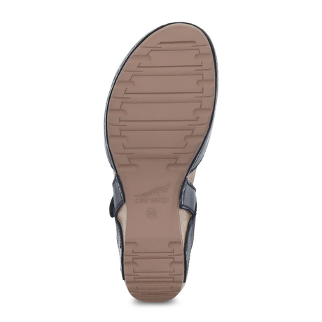 Dansko Tiffani Wedge Sandal (Women) - Black Milled Burnished Sandal - Heel/Wedge - The Heel Shoe Fitters