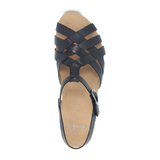 Dansko Tinley (Women) Black Milled Burnished Sandal - Backstrap - The Heel Shoe Fitters