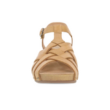 Dansko Tinley Wedge Sandal (Women) - Tan Milled Burnished Sandal - Backstrap - The Heel Shoe Fitters