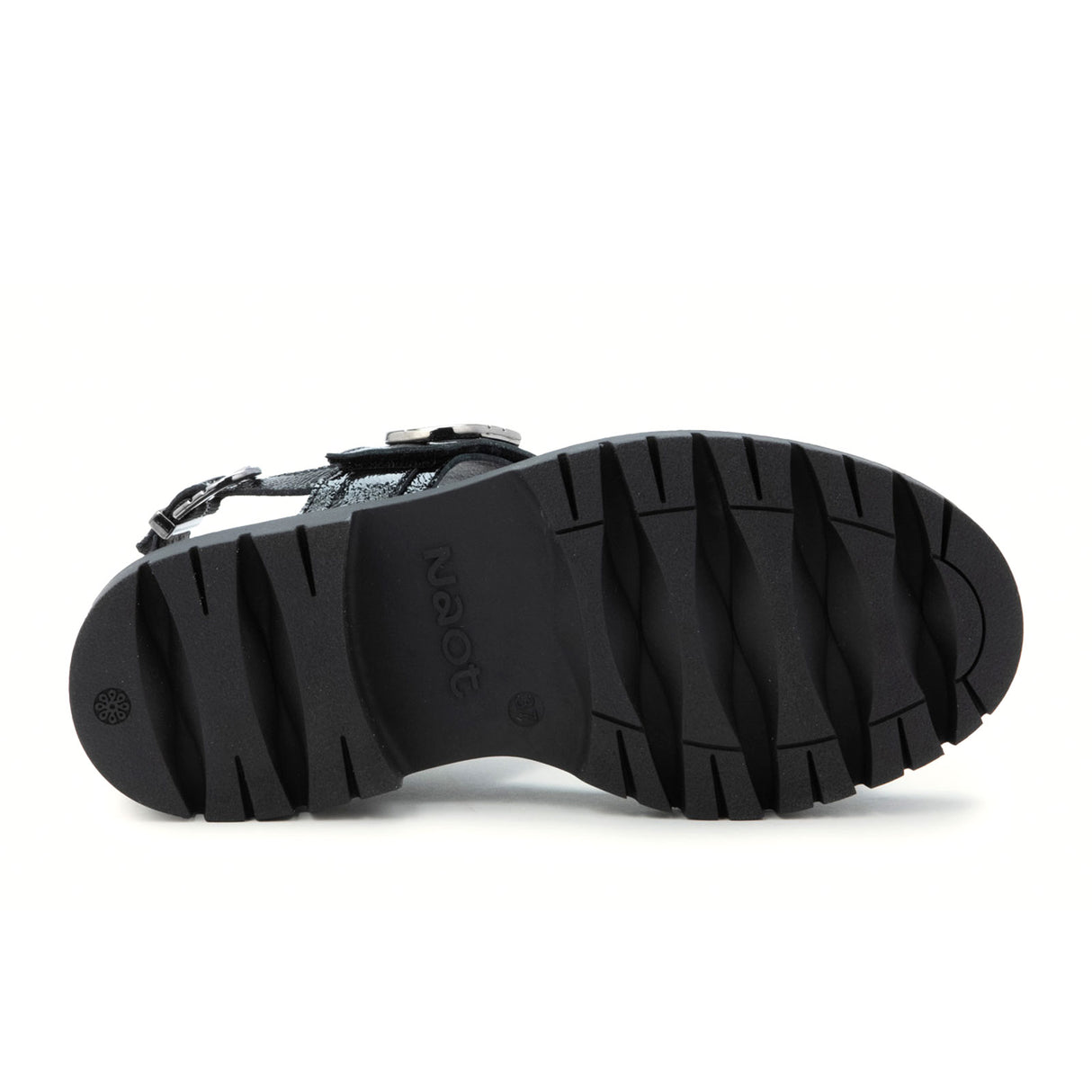 Naot Trinity Backstrap Sandal (Women) - Black Crinkle Patent Leather Sandal - Backstrap - The Heel Shoe Fitters