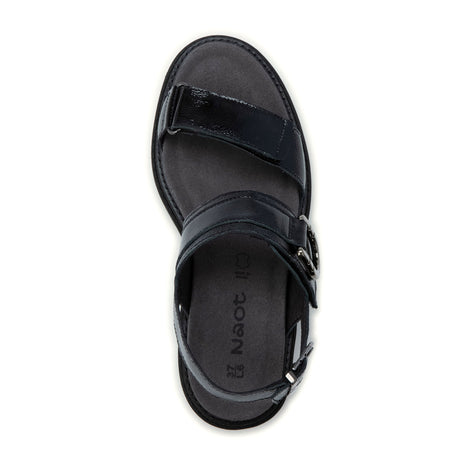 Naot Trinity Backstrap Sandal (Women) - Black Crinkle Patent Leather Sandal - Backstrap - The Heel Shoe Fitters
