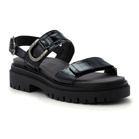 Naot Trinity Backstrap Sandal (Women) - Black Crinkle Patent Leather Sandal - Backstrap - The Heel Shoe Fitters