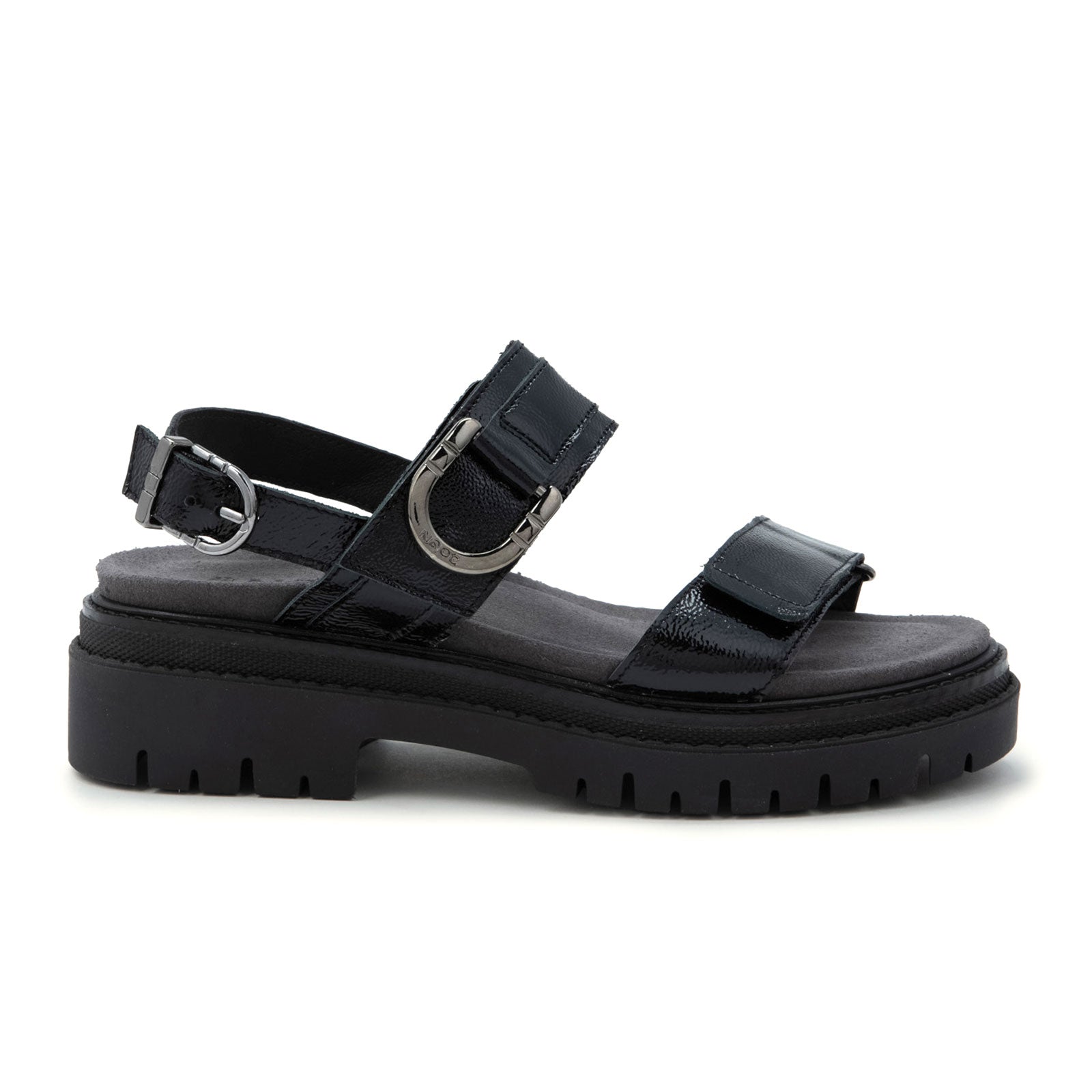 NAOT ブラックサンダル 38 Naot Trinity Backstrap Sandal (Women) - Black Crinkle Patent
