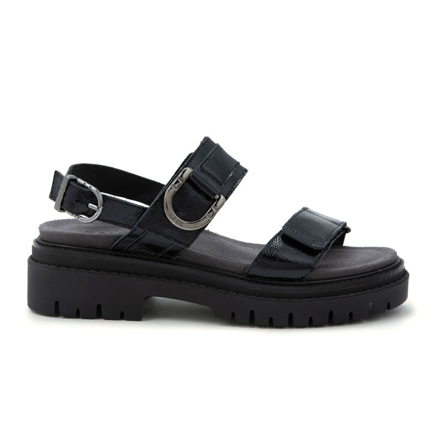 Naot Trinity Backstrap Sandal (Women) - Black Crinkle Patent Leather Sandal - Backstrap - The Heel Shoe Fitters