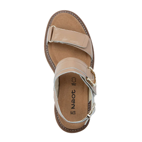 Naot Trinity Backstrap Sandal (Women) - Camel Crinkle Patent Leather Sandal - Backstrap - The Heel Shoe Fitters