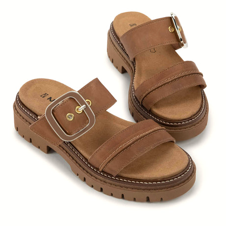 Naot Mulberry Slide Sandal (Women) - Latte Brown Leather Sandal - Slide - The Heel Shoe Fitters