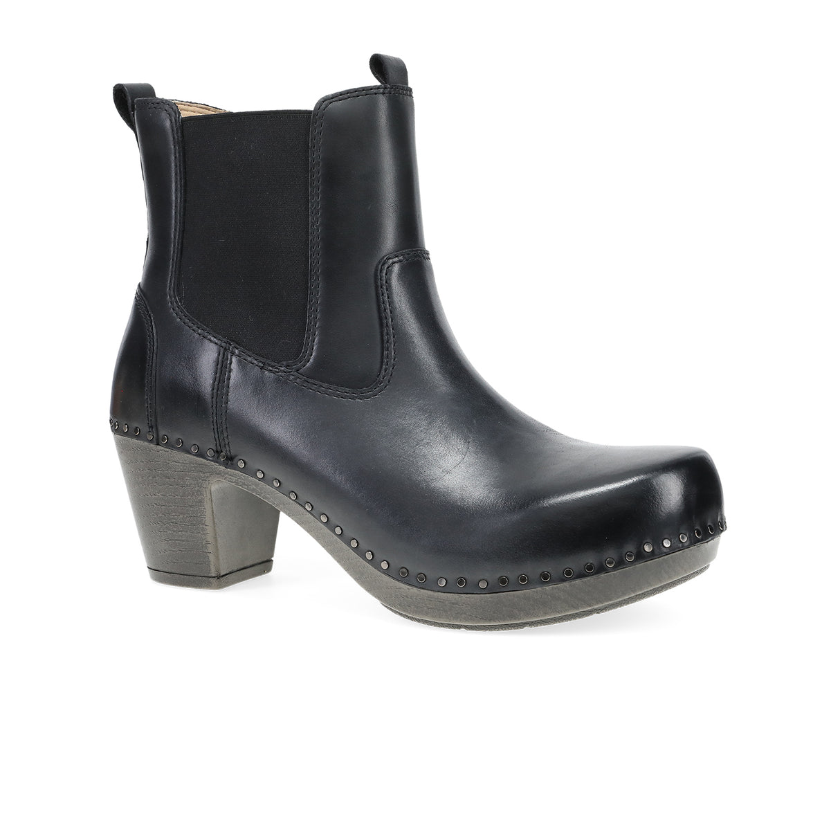 Dansko Shayna Heeled Boot (Women) - Black Burnished Calf Boots - Casual - Mid - The Heel Shoe Fitters