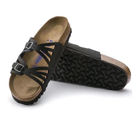 Birkenstock Granada Soft Footbed Slide Sandal (Women) - Black Oiled Leather Sandals - Slide - The Heel Shoe Fitters