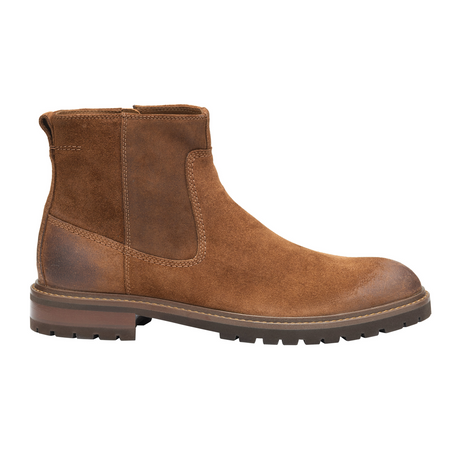 Johnston & Murphy Barrett Zip Boot (Men) - Brown Waxed Suede Boots - Casual - Mid - The Heel Shoe Fitters