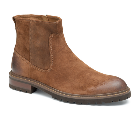 Johnston & Murphy Barrett Zip Boot (Men) - Brown Waxed Suede Boots - Casual - Mid - The Heel Shoe Fitters
