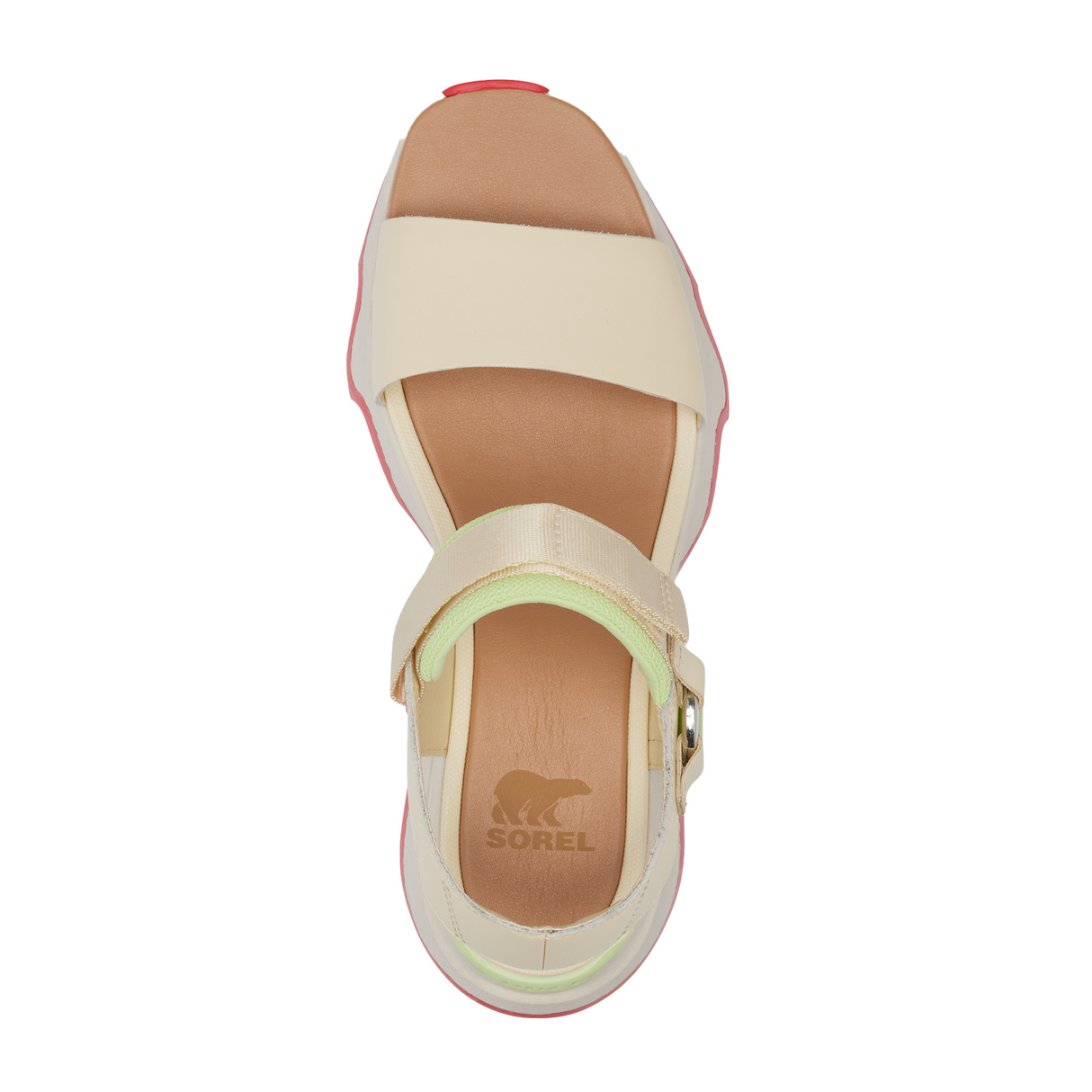 Sorel Kinetic Impact Y-Strap High Sandal (Women) - Honey White/Luminous Lime Sandals - Heel/Wedge - The Heel Shoe Fitters