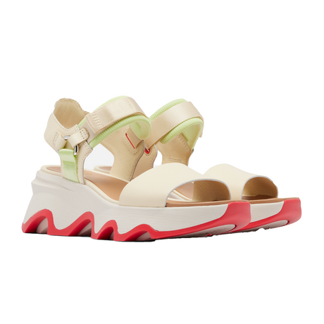 Sorel Kinetic Impact Y-Strap High Sandal (Women) - Honey White/Luminous Lime Sandals - Heel/Wedge - The Heel Shoe Fitters