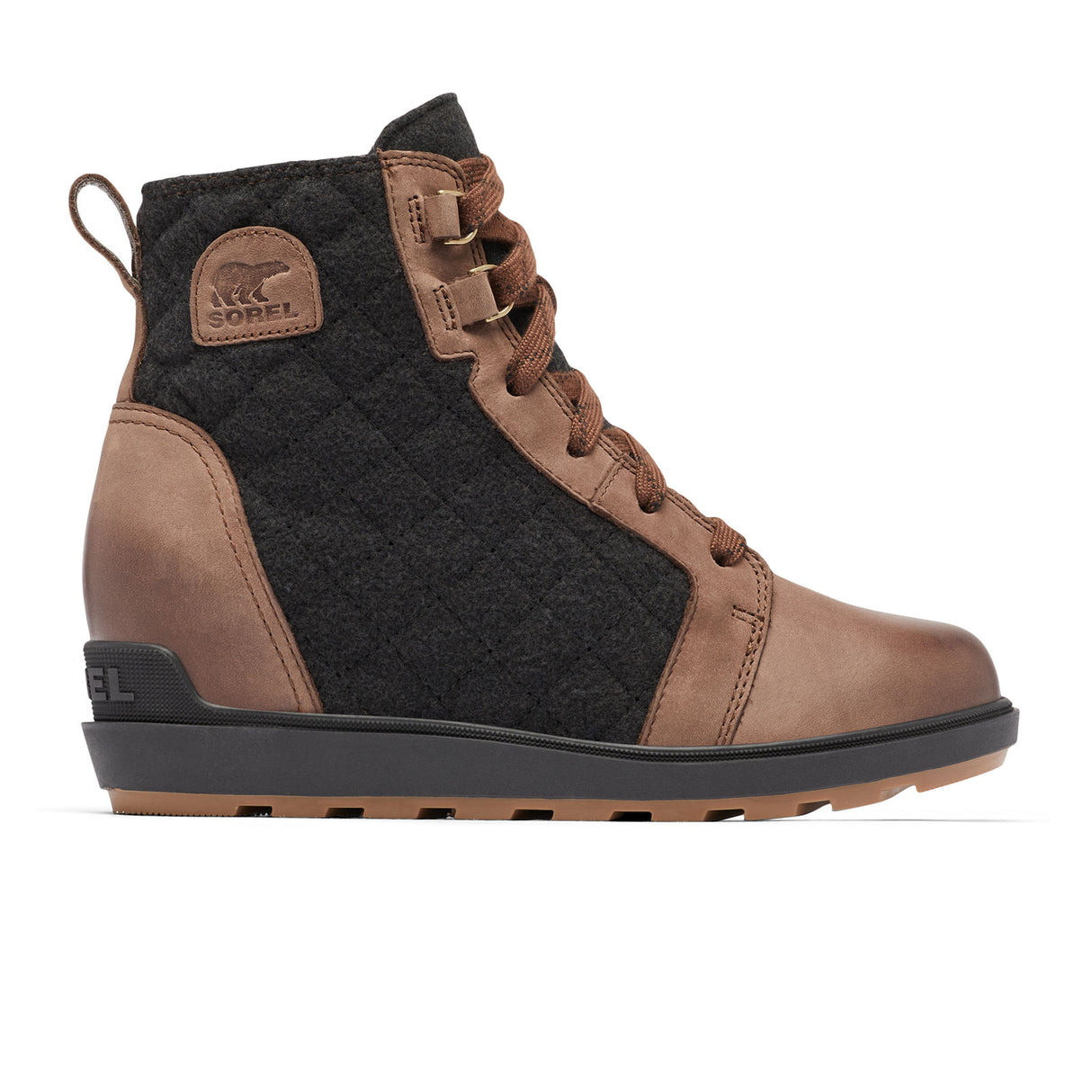 Sorel Evie II NW Lace Wedge Ankle Boot (Women) - Tobacco/Black Boots - Fashion - Wedge - The Heel Shoe Fitters