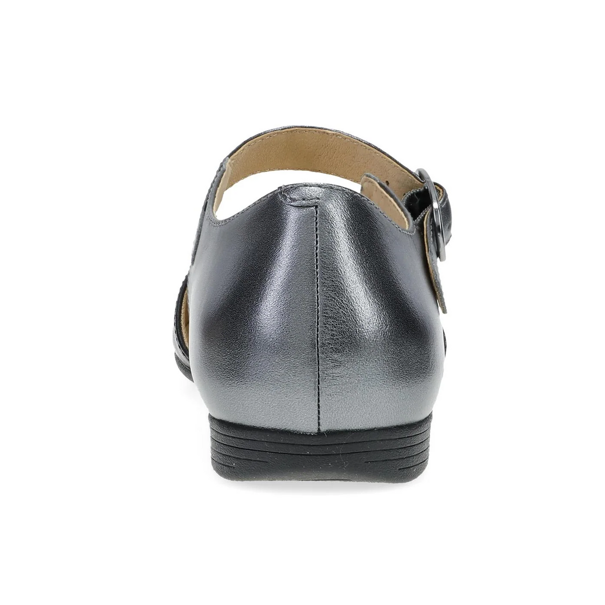 Dansko Liv Strappy Flat (Women) - Black Nappa/Pewter Metallic Dress-Casual - Flat - The Heel Shoe Fitters