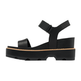 Sorel Joanie IV Y Strap Wedge Sandal (Women) - Black/Sea Salt Sandals - Heel/Wedge - The Heel Shoe Fitters