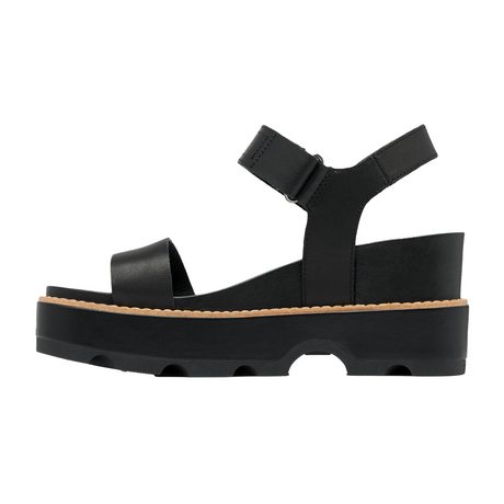 Sorel Joanie IV Ankle Strap Wedge Sandal (Women) - Black/Sea Salt Sandals - Heel/Wedge - The Heel Shoe Fitters