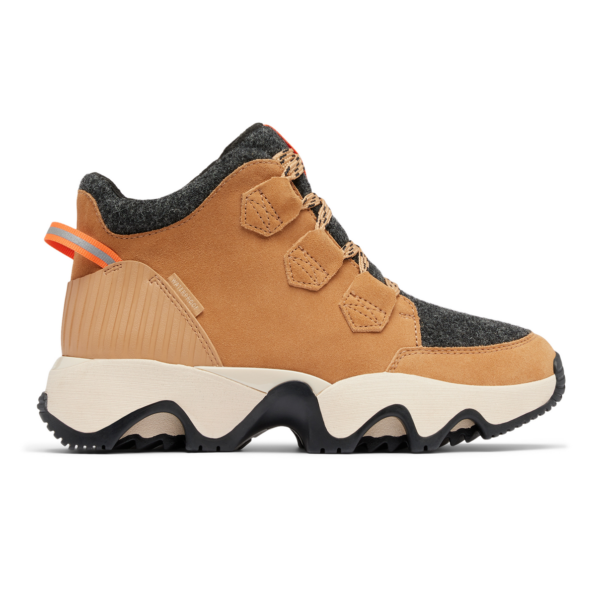 Sorel Kinetic Impact Caribou Plus Waterproof Ankle Boot (Women) - Tawny Buff/Black Boots - Winter - Low - The Heel Shoe Fitters